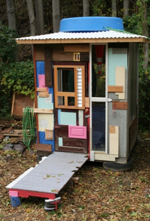 Steve Rossi Large-scale Installations  Plywood, traffic cones, wading pool,  rain collection barrels, found recycled materials, and acrylic paint. 