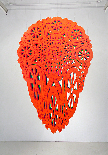 Susanna Starr  Hanging Pieces hand-cut mylar, acrylic paint, wire