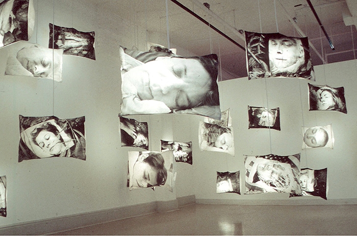Tatana Kellner WHILE YOU WERE SLEEPING liquid emulsion on fabric, light bulbs, motion sensor