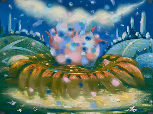 Chalcedony Clouds II After the Disaster: Color Pastel on pastel board