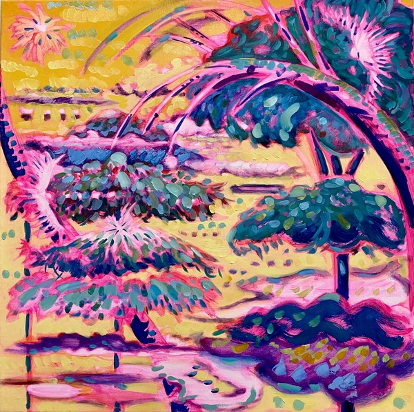 Visions in Pink After the Disaster: Color Oil on canvas