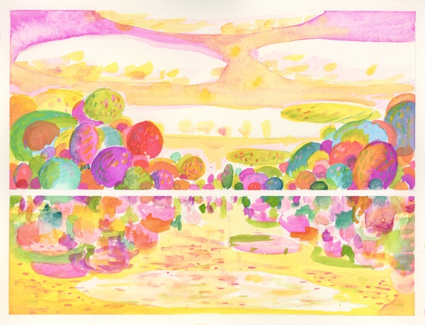 Confetti Trees After the Disaster: Color Gouache and watercolor on paper