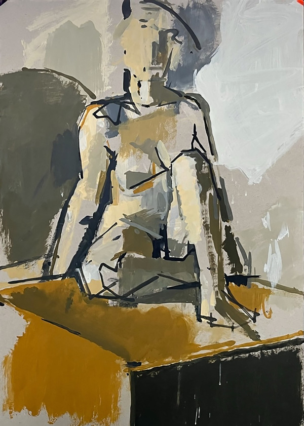 Andrew Carter - Artist & Printmaker Life Drawings and paintings acrylic on grey board card