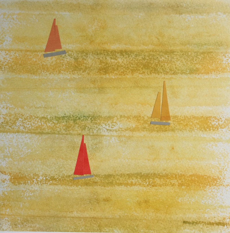 Anne Coffey Sailboat Series 2017-2019 hand-painted-paper collage