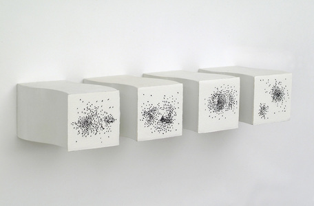 ARTicles Art Gallery Akiko Kotani silk threads stitched on paper mounted on wood