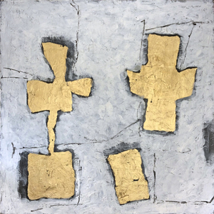 ARTicles Art Gallery Terry Brett acrylic and gold leaf on textured canvas
