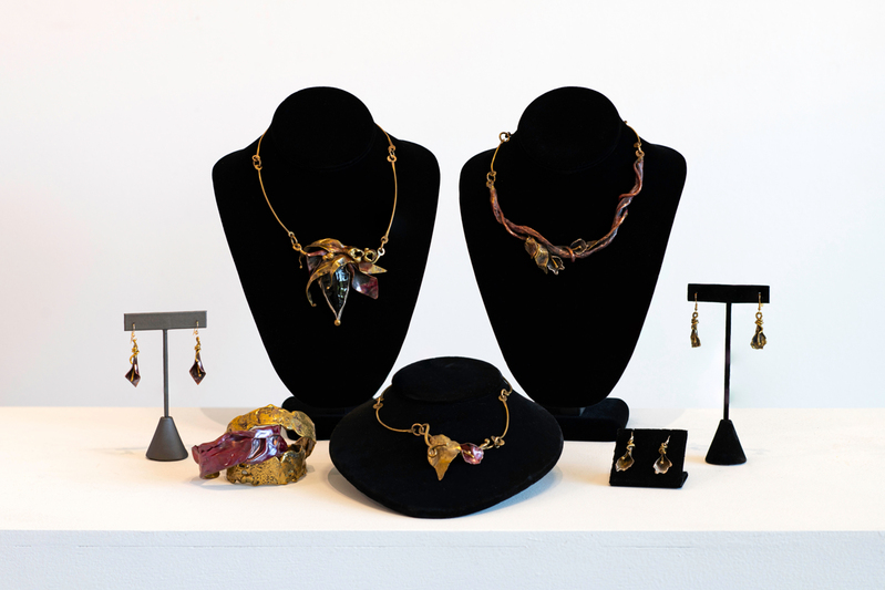 ARTicles Art Gallery Sloane Adams Floral Obsidian Necklace - $280 | Large Floral Necklace - $250