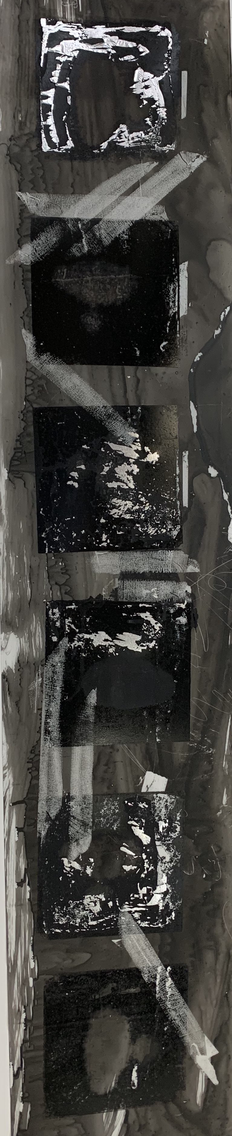 Barbara Shapiro  "Film Strips Monotype on Dura-Lar with India Ink, Silver Foil and Pencil
