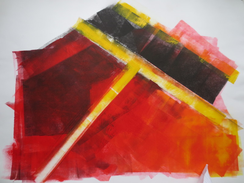 Barbara Shapiro  "Always Ready for  More Red" Monotype on paper