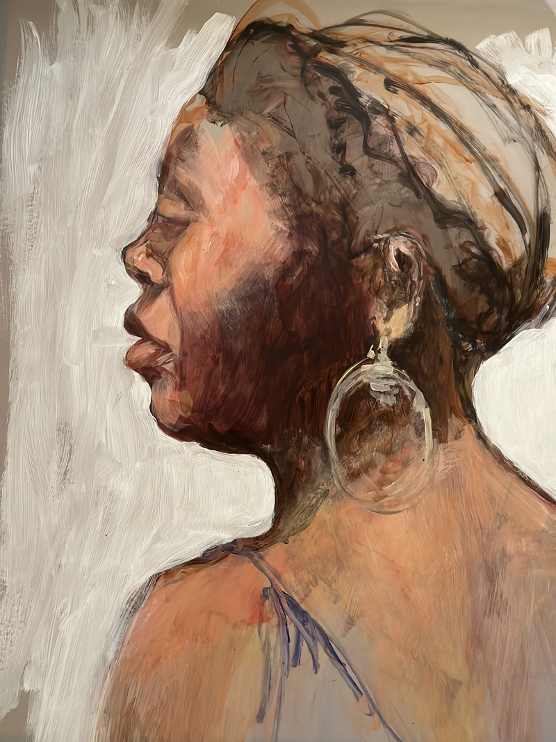 Barbara Shapiro "She's Ready for Her Closeup" Oil paint on Dura-Lar