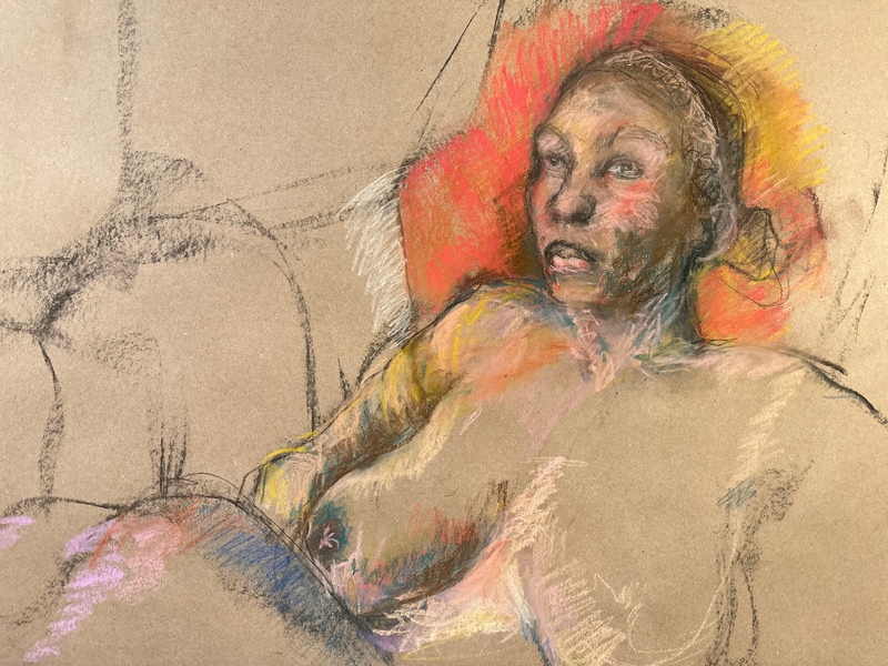 Barbara Shapiro "Women to Be Considered" Charcoal pencil and pastel on paper
