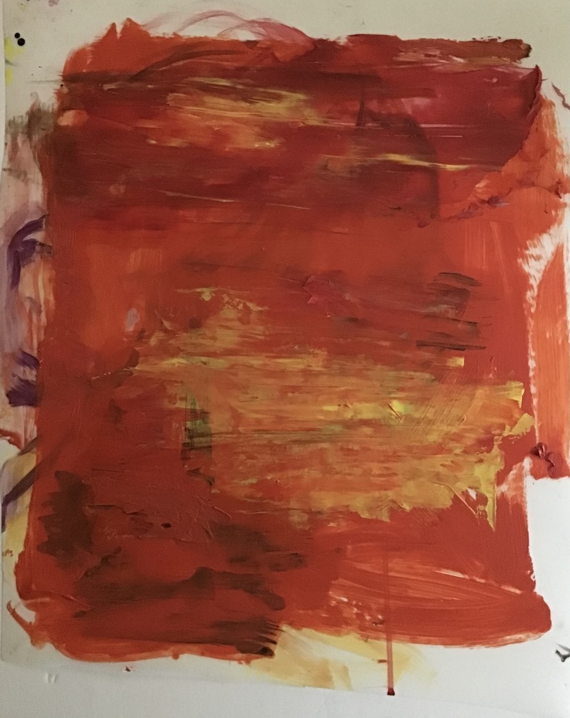 Barbara Shapiro  "Red Hot" Acrylic paint, pumice gel on Dura-Lar