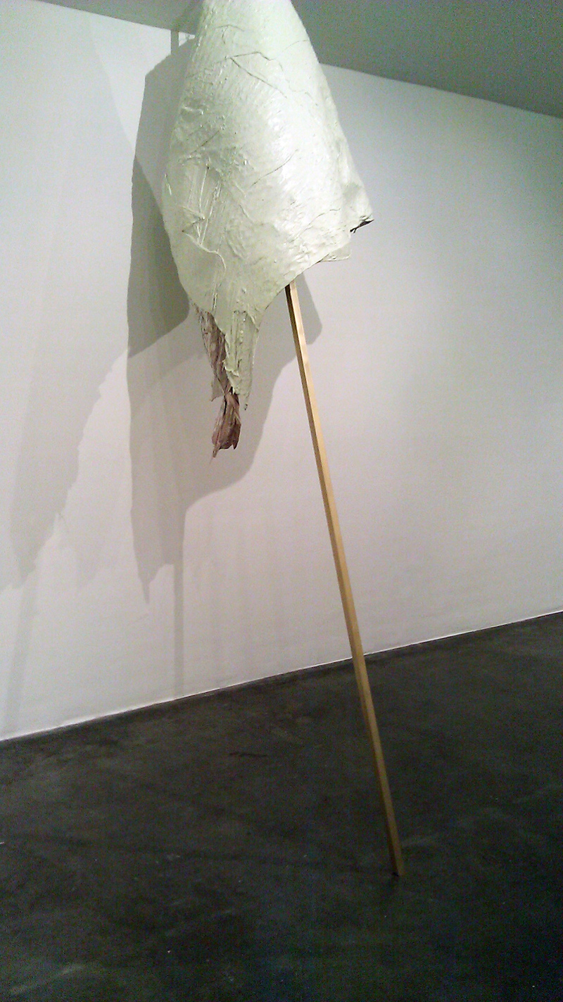 Bessie Kunath The Consequences of Leaning/Sloping Paper maché, plaster, chicken wire, cheesecloth, latex paint, wood, steel, spray paint