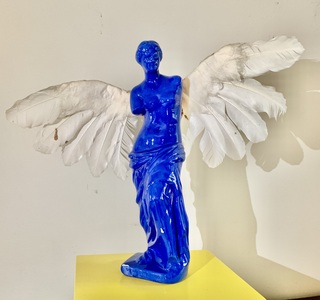 BILL FRAZIER VENUS REDUX 1990 - 1995 Glazed ceramic with mixed media wings