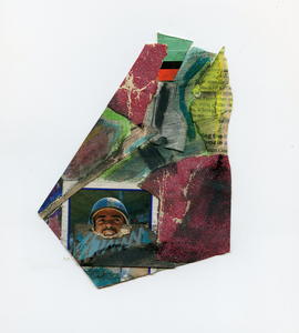 Connor J McDonnell Amalgamatia of Neowise Mixed Media: Sports Cards, Newspaper, Sandpaper, Charcoal, and Pastels on Gridded Paper