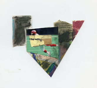 Connor J McDonnell Amalgamatia of Neowise Mixed Media: Sports Cards, Newspaper, Sandpaper, Charcoal, and Pastels on Gridded Paper