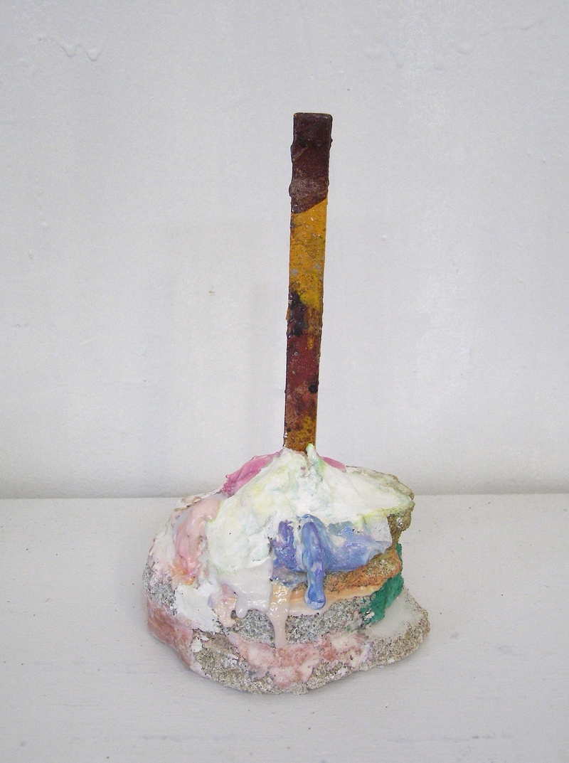 David McDonald Wurlies Hydrocal, Paper Towel, Liquid Watercolor, Wood, House Paint, Cold Wax Medium