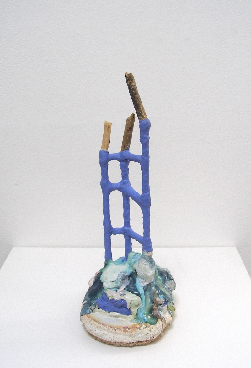 David McDonald Wurlies Hydrocal, Paper Towel, Liquid Watercolor, Wood, House Paint, Cold Wax Medium