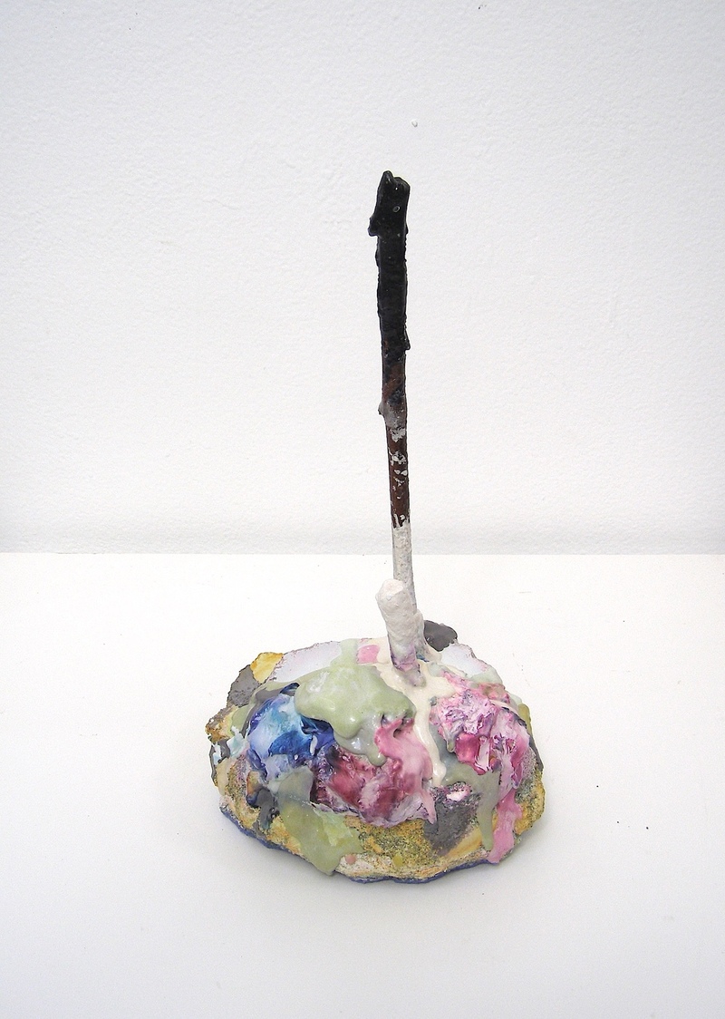 David McDonald Wurlies Hydrocal, Paper Towel, Liquid Watercolor, Wood, House Paint, Cold Wax Medium