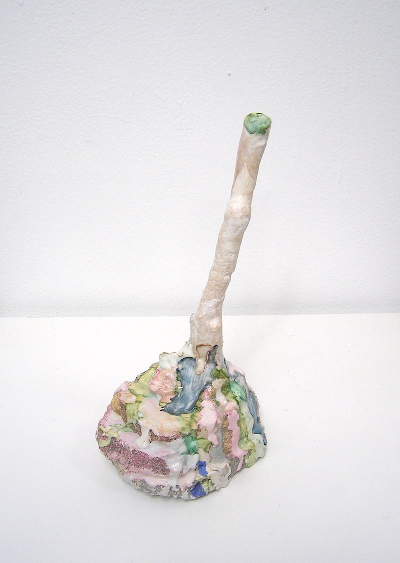 David McDonald Wurlies Hydrocal, Paper Towel, Liquid Watercolor, Wood, House Paint, Cold Wax Medium