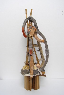 David McDonald Ten Stages of Understanding Bamboo, Hydrocal, Wood, Pigment, Wire, Sand, Plaster Wrap, Polyurethane