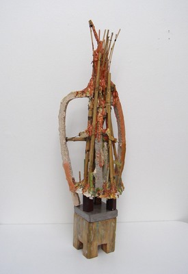 David McDonald Ten Stages of Understanding Bamboo, Hydrocal, Wood, Wire, Sand, Plaster Wrap, Polyurethane