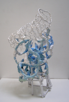 David McDonald Repair of the Web of Time Plaster Wrap, Wire, Bamboo, Enamel Paint, Watecolor