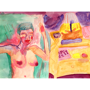 FAR x WIDE BEER, SODA, CIGARETTES, LAMPSHADES watercolor, gouache, and colored pencil on paper