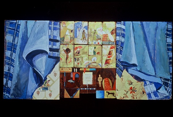Frances Hamilton Archive Gouache, Collage on Book Boards, Triptych