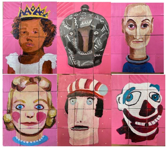 Frances Hamilton Puzzles acrylic on wood blocks
