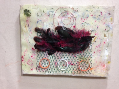 David Greenstein Works - 2013 to present o/c, feathers, wire, plastic rings, mesh