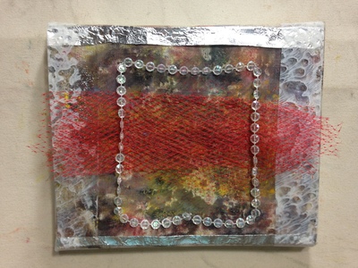David Greenstein Works - 2013 to present 0/c, aluminum foil, plastic beads, mylar, mesh