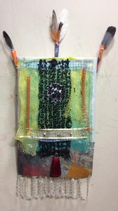 David Greenstein Works - 2013 to present o/c, oil on mylar, feathers, wire, tassel, fabric, plastic shawl, packaging mesh, styrofoam, ribbon, plastic beads