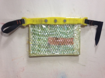 David Greenstein Works - 2013 to present mesh, bubble wrap, plastic beads, plastic handle with straps, wire