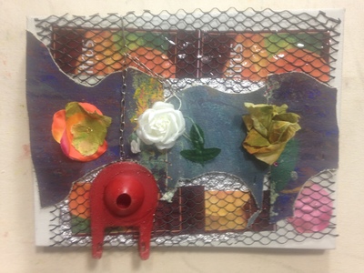 David Greenstein Works - 2013 to present o/c, plastic mesh, artificial flowers, wire, toilet stopper and chain