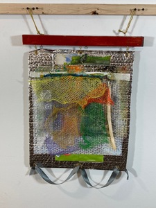 David Greenstein Works - 2013 to present o/c, oil on mylar, oil on paper, mesh, packaging materials, ribbon, wood, string, wire