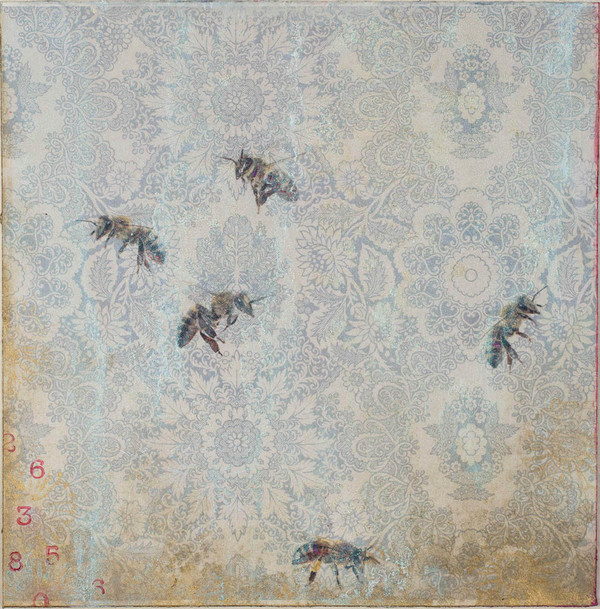 Heather Goodman Bees mixed media on paper