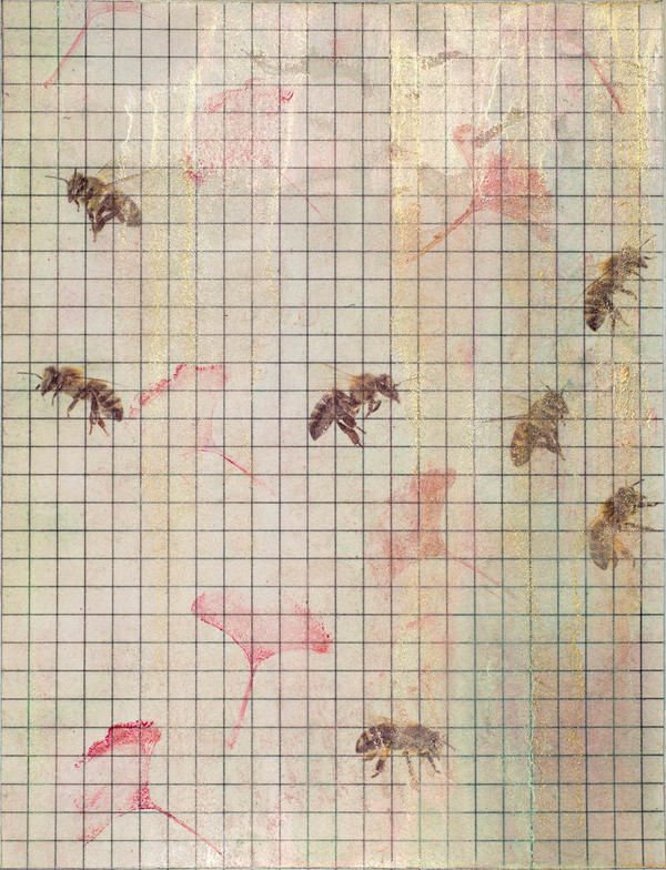 Heather Goodman Bees mixed media on paper