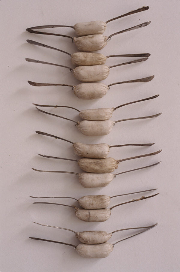 Janice Redman: Sculptor Early Sculpture Metal forks, cotton batting, cloth, wax