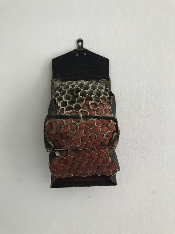 Janice Redman: Sculptor 2020 leather, cotton, wasp nest