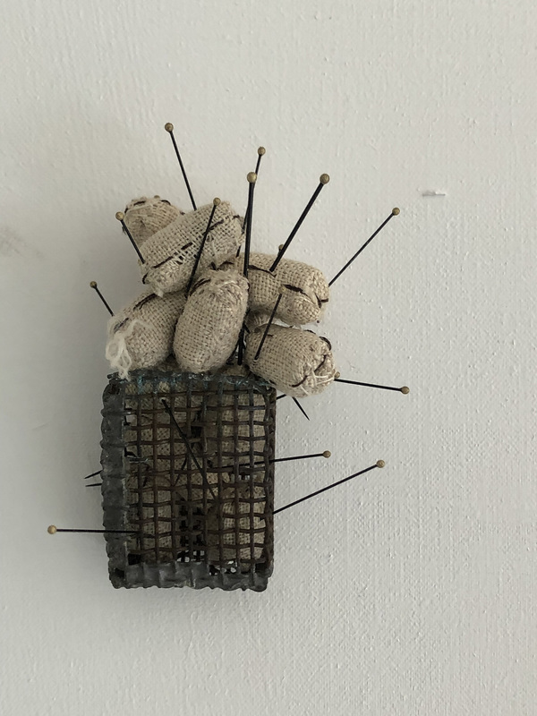 Janice Redman: Sculptor 2020 dehydrated honeybees, metal, linen, cotton