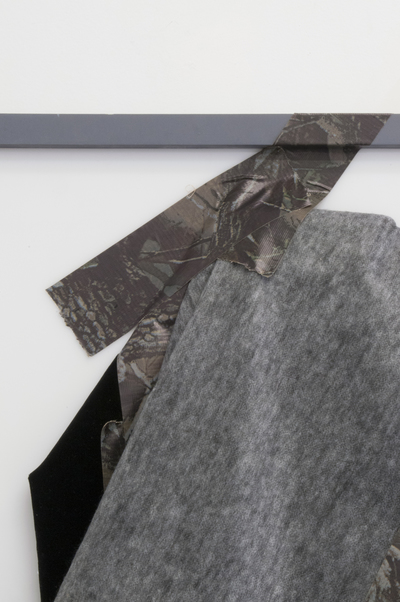 jesse robinson [frames] Wood, enamel paint, white Plexiglas, camouflage tape, and Duvetyne theatrical fabric