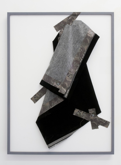 jesse robinson [frames] Wood, enamel paint, white Plexiglas, camouflage tape, and Duvetyne theatrical fabric