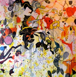 Jill Slaymaker Paintings acrylic, beeswax, oil pastel, paper, ink on canvas