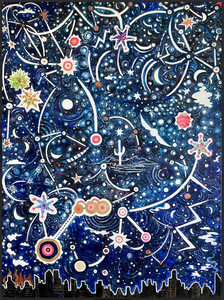 Jill Slaymaker Paintings acrylic, ink, and glow in the dark paint on canvas