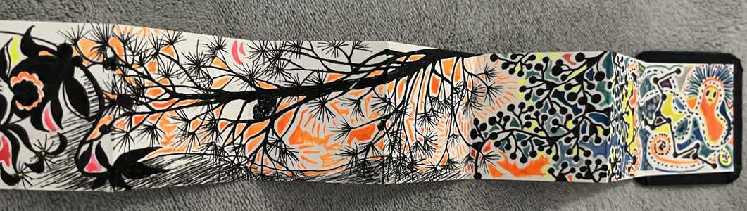 Jill Slaymaker Text/Book Art gouache, India ink, acrylic on folded paper with fabric ends