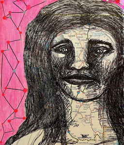 Jill Slaymaker Text/Book Art acrylic and India ink on map