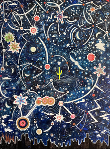 Jill Slaymaker Paintings oil, acrylic, ink, pastel, glow in the dark paint on canvas