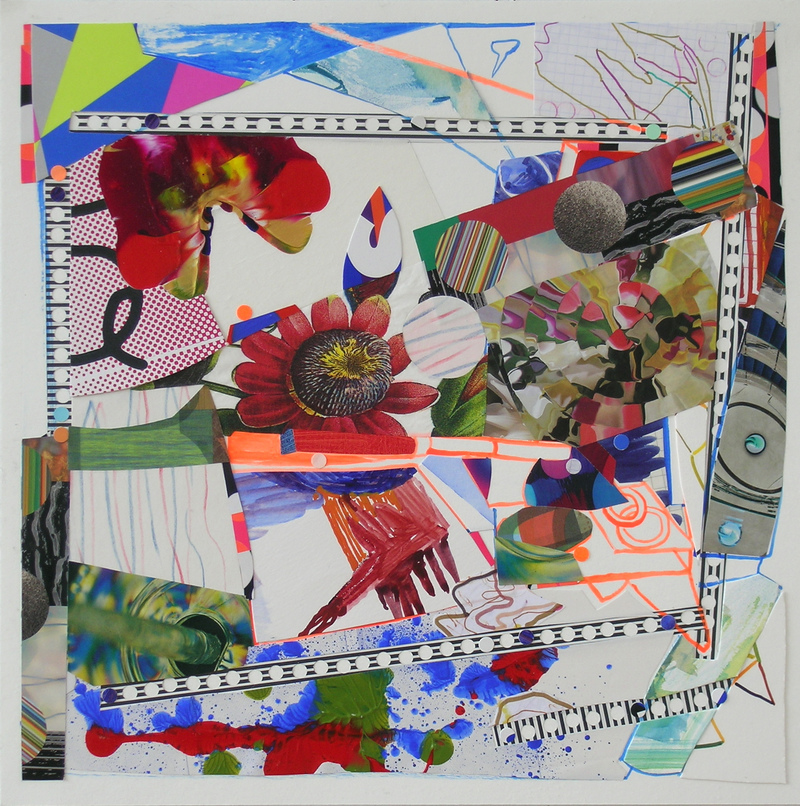 Josette Urso collages watercolor, ink, crayon, fabric and paper collage 