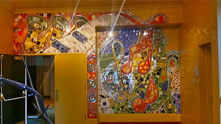 Juan-Carlos Perez Community/Murals Bricolage: mosaic, mirrors, ceramics, acrylic paint, colored grout